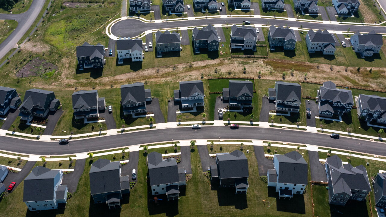 A neighborhood of homes in Aldie, Virginia