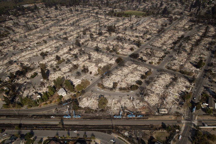 wildfire, California wildfire damage in Santa Rosa, October 2017
