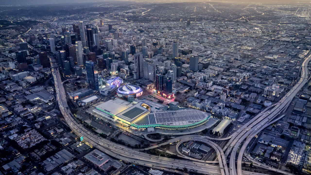 Aerial rendering of planned expansion of Los Angeles convention center