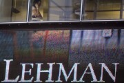 An employee inside Lehman Brothers headquarters in New York on Sept. 15, 2008, the date the firm filed the largest bankruptcy in U.S. history.
