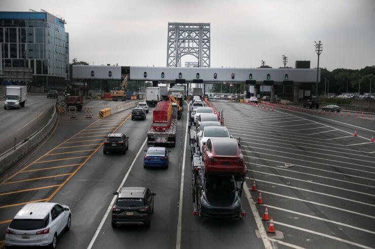Vehicles approach the George Washington Bridge in Fort Lee, New Jersey, in July.