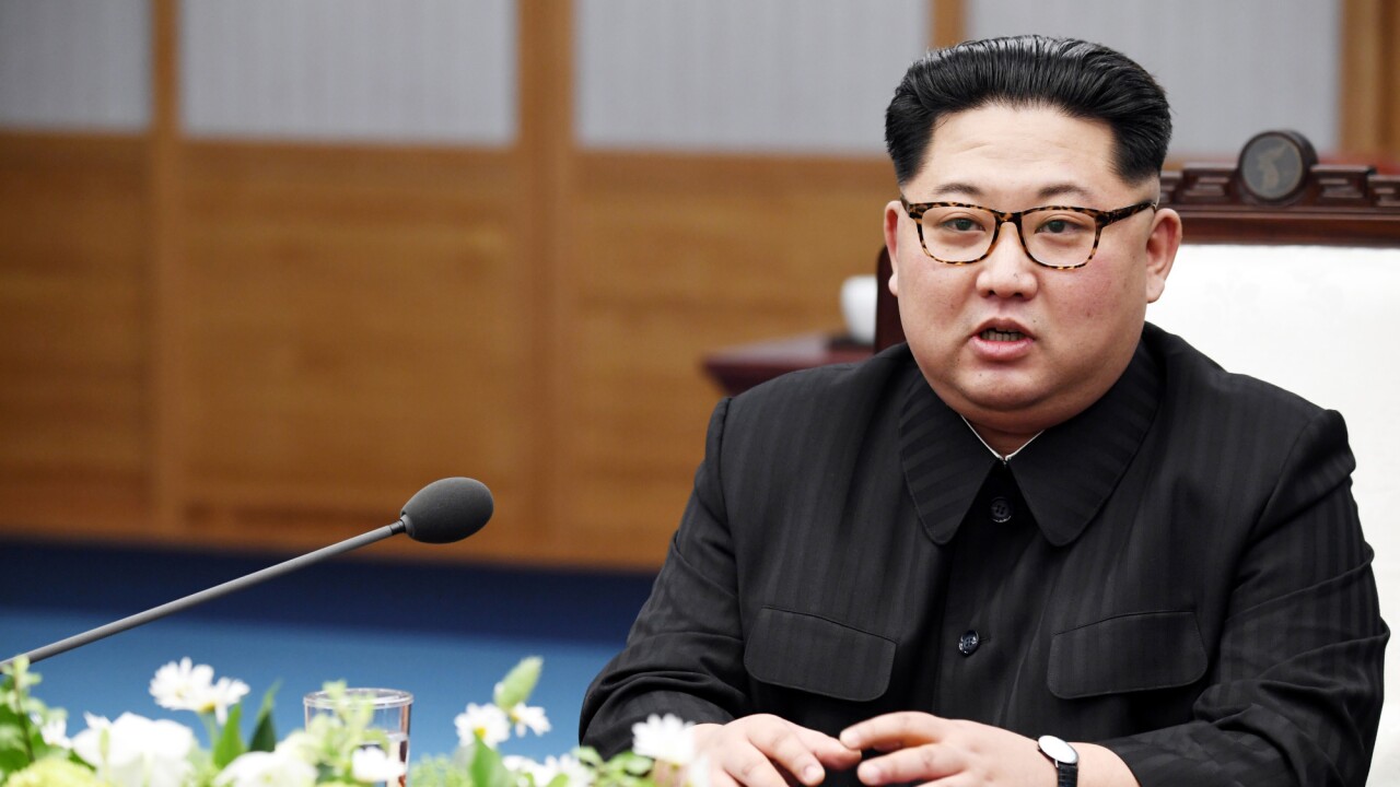 Kim Jong Un, North Korea's leader, attends the inter-Korean summit at the Peace House in the village of Panmunjom in the Demilitarized Zone (DMZ) in Paju, South Korea.