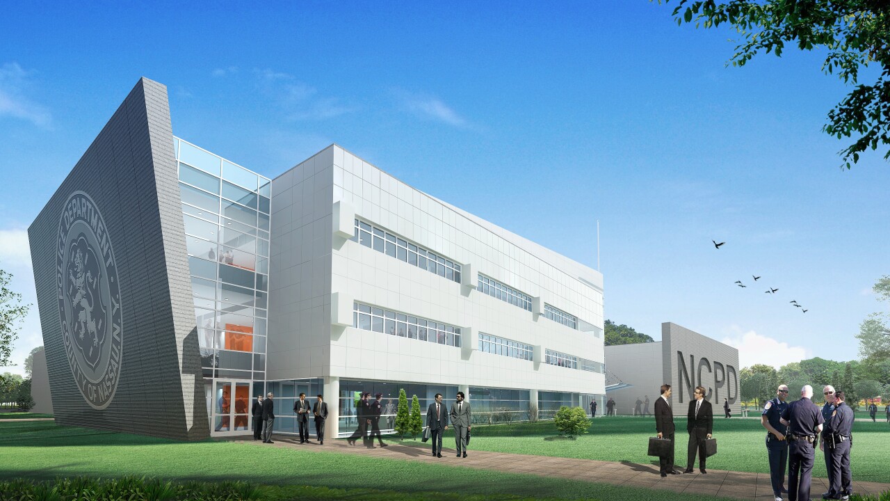 A rendering for a planned Nassau County Police Academy that will be funded through $54 million of borrowing.