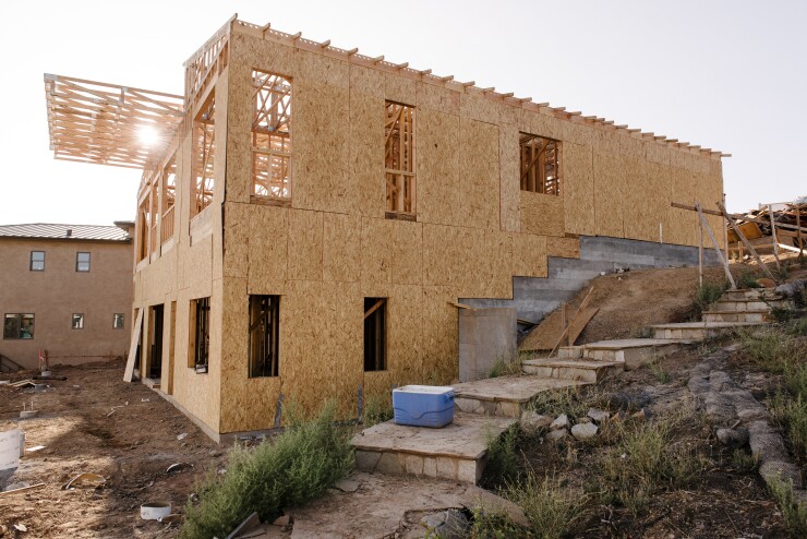 A home being rebuilt after it was destroyed in the Tubbs Fire in Santa Rosa, California, pictured on Sept. 16, 2020.