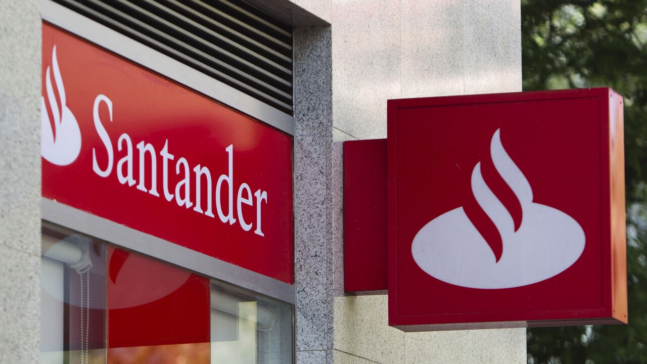 Signage outside a Santander branch.