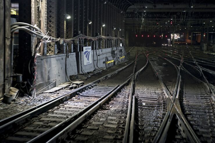 Train tracks run below Pennsylvania Station in New York City on Friday, Jan. 11, 2019.