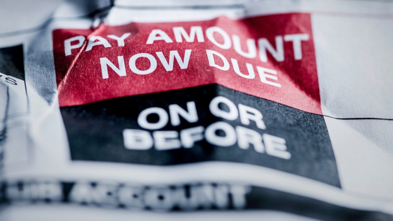 Consumer Credit Debt Payment Now Due Crumpled Notice
