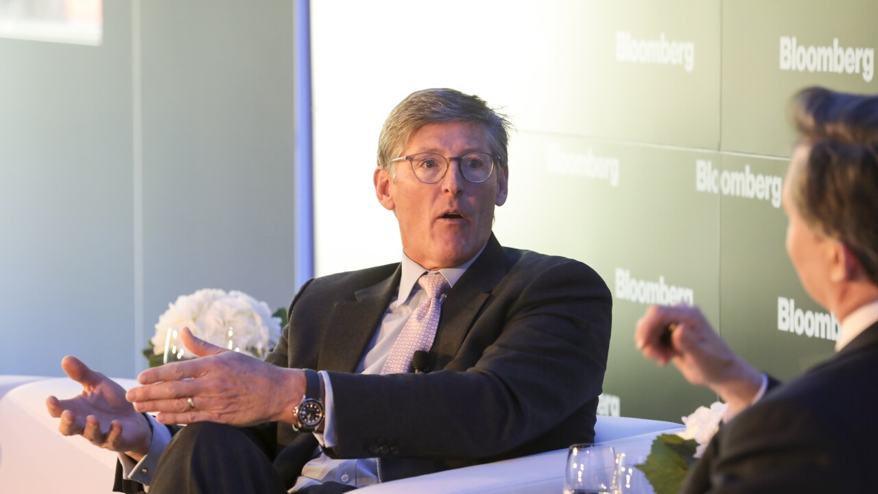 Michael Corbat, chief executive officer of Citigroup, gestures during a Bloomberg event on the opening day of the World Economic Forum in Davos, Switzerland, on Tuesday, Jan. 22, 2019.