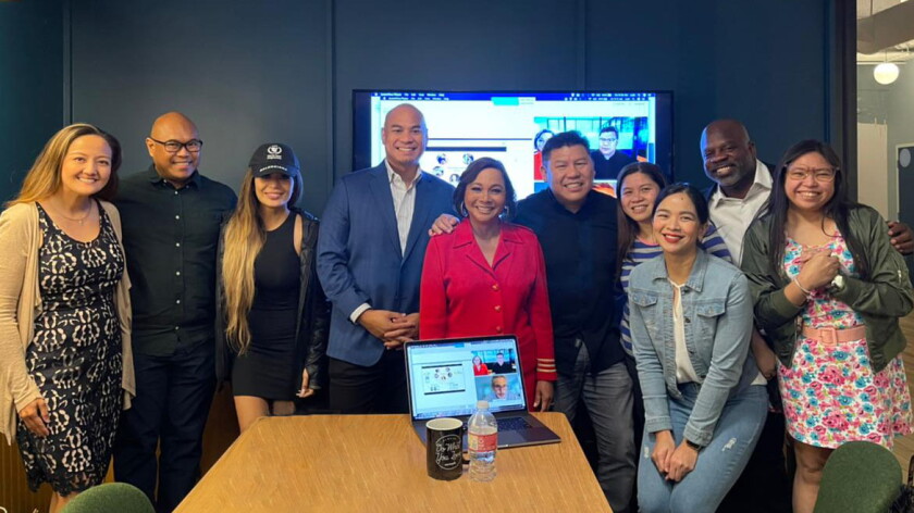 The National Asian American Coalition and Talino Venture Labs team after the announcement that they won in the market readiness category at the first FDIC tech sprint.