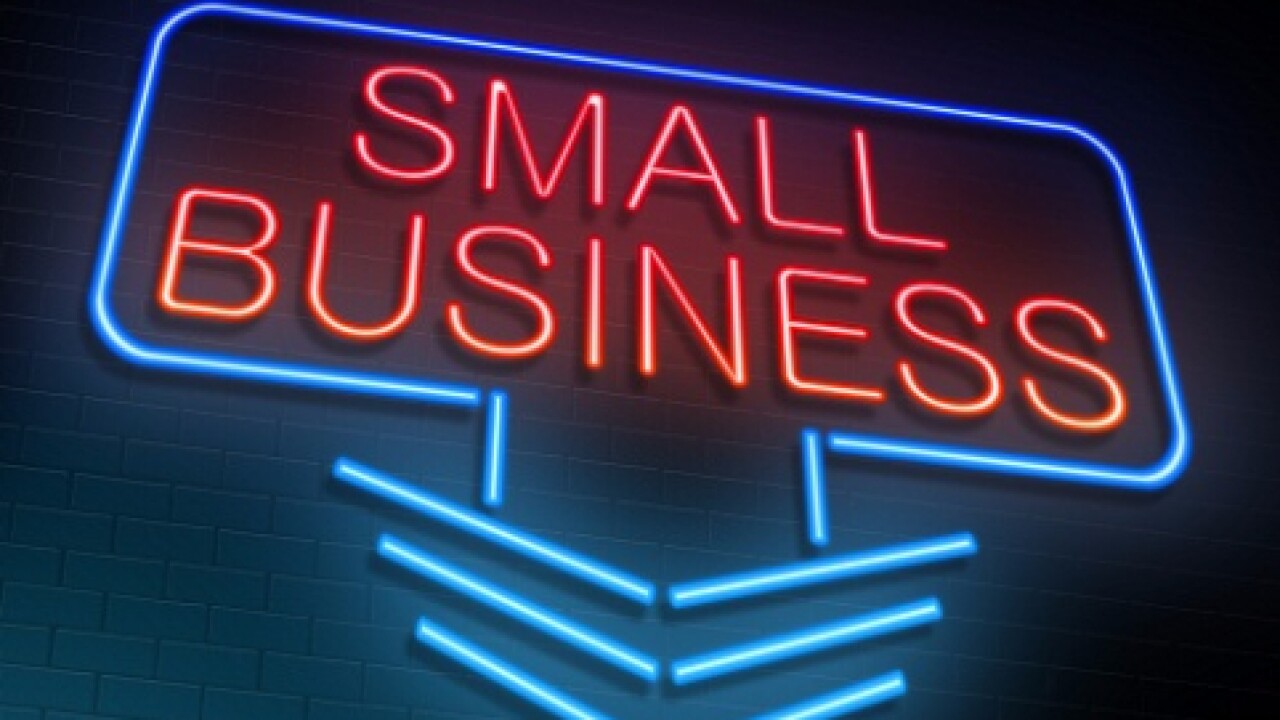 Illustration depicting an illuminated neon sign with a small business concept.