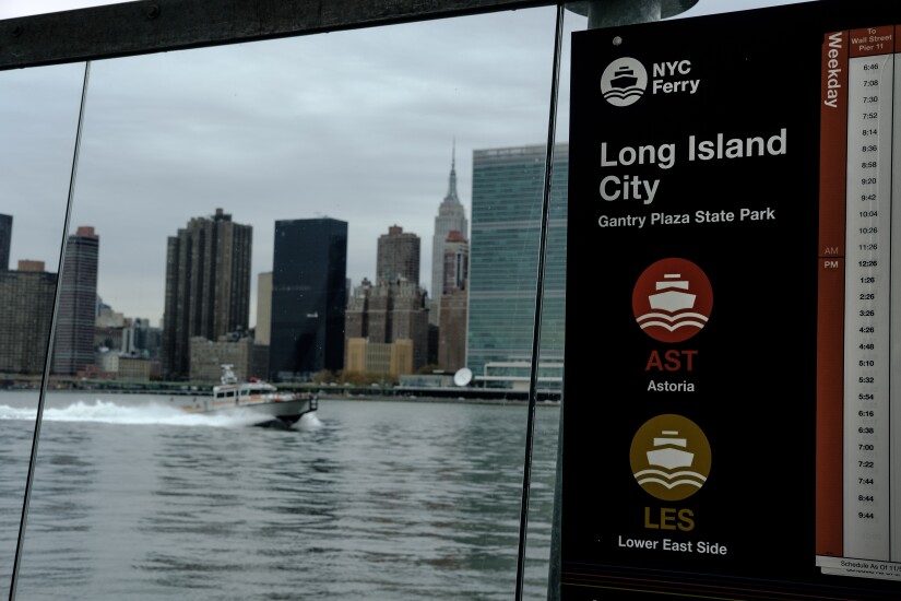 The Manhattan Skyline is seen from the East River Ferry terminal at Gantry Plaza State Park in the Long Island City neighborhood in the Queens borough of New York, U.S., on Friday, Nov. 9, 2018.
