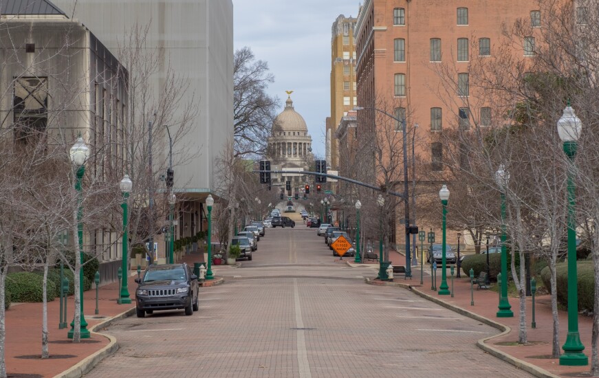 Downtown Jackson, Mississippi with the state capitol