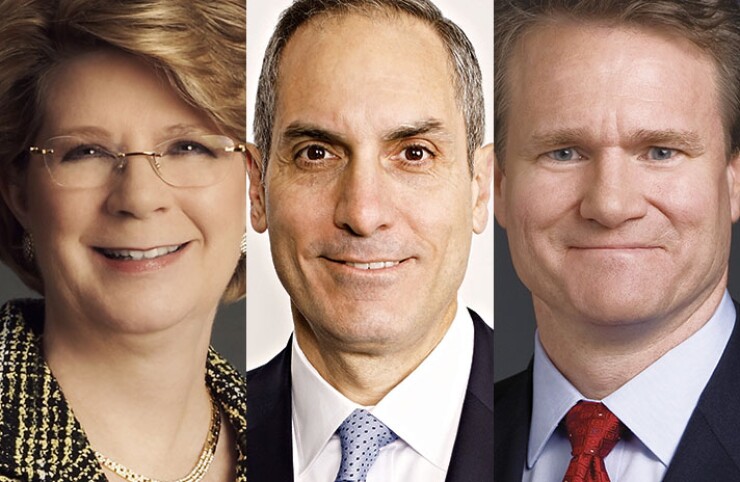 Beth Mooney (KeyBank), Andy Cecere (U.S. Bank) and Brian Moynihan (Bank of America)