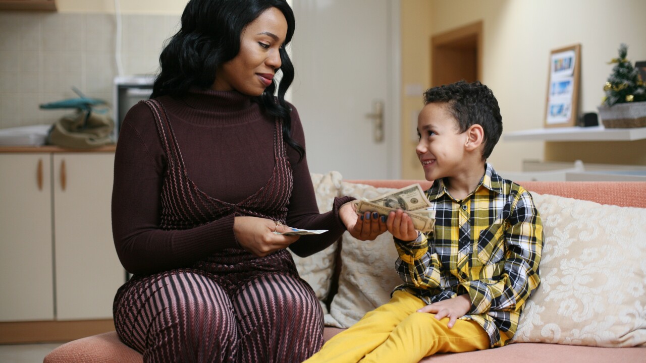 African American woman with mixed race son