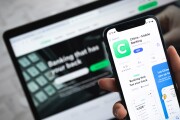 Chime fintech app store page on phone screen