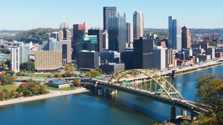 A panoramic view of Pittsburgh.