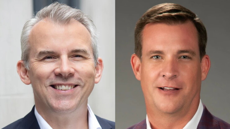 Paul Templar (left), CEO and co-founder of VIPR Solutions; and Brian Morgan, CEO of American Growth Insurance.