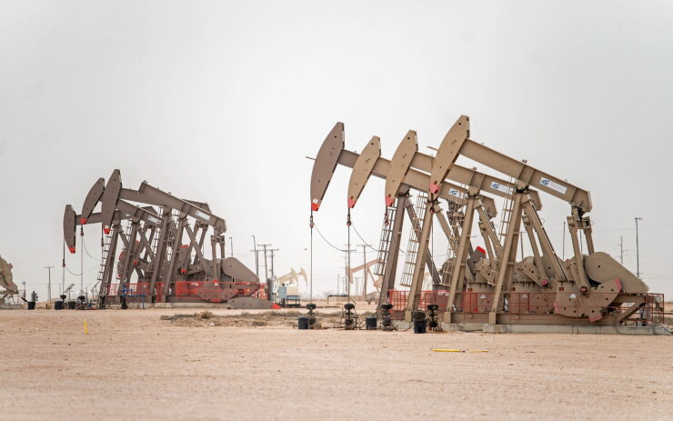 Oil pump jacks in Midland, Texas