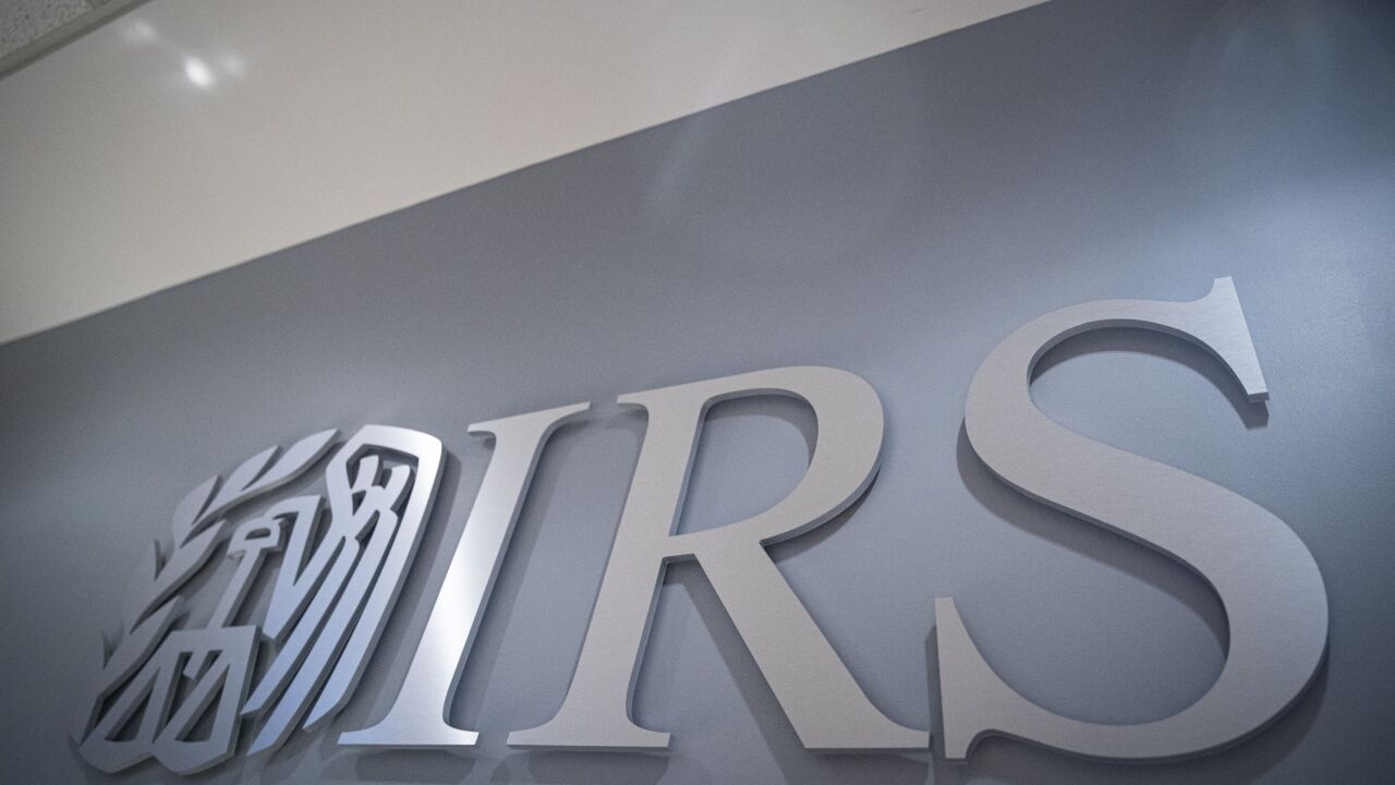 The IRS logo is shown at the agency's headquarters