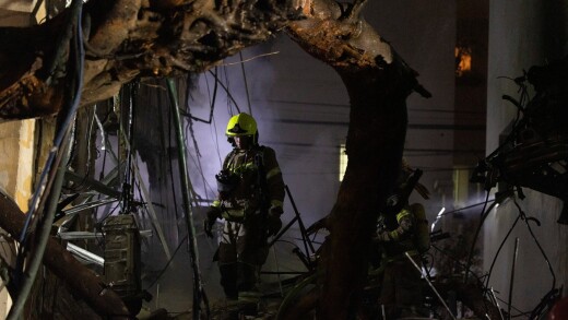 A building hit by an Iranian missile strike in Tel Aviv, Israel