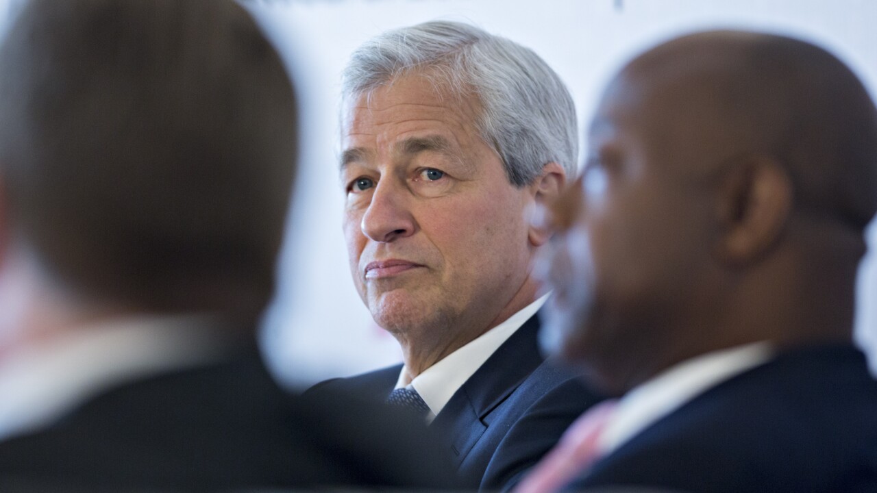 Jamie Dimon, CEO of JPMorgan Chase & Co., listens during a Business Roundtable panel in Washington, D.C.
