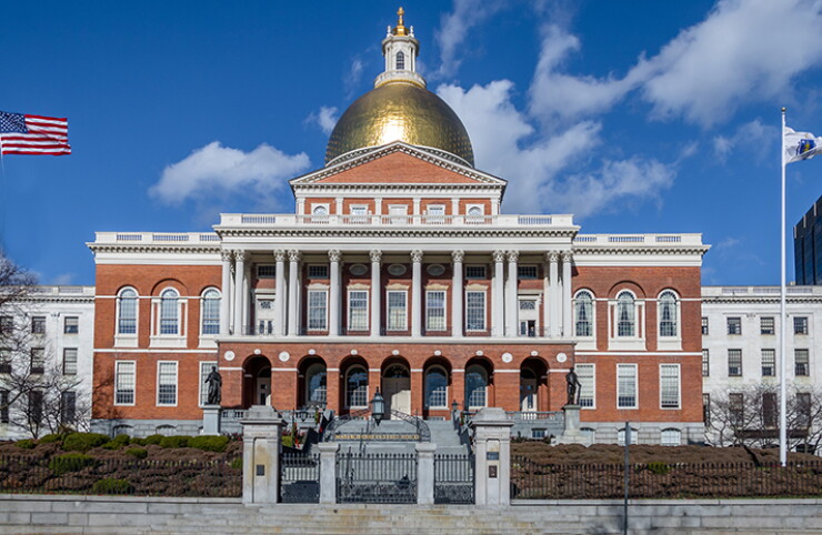 The Massachusetts State House in Boston. The state is set to sell $1.4 billion of GOs this week.