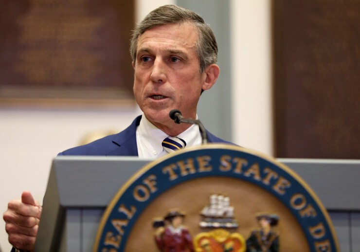 Delaware Gov. John Carney delivers the State of the State address on Jan. 17, 2019.