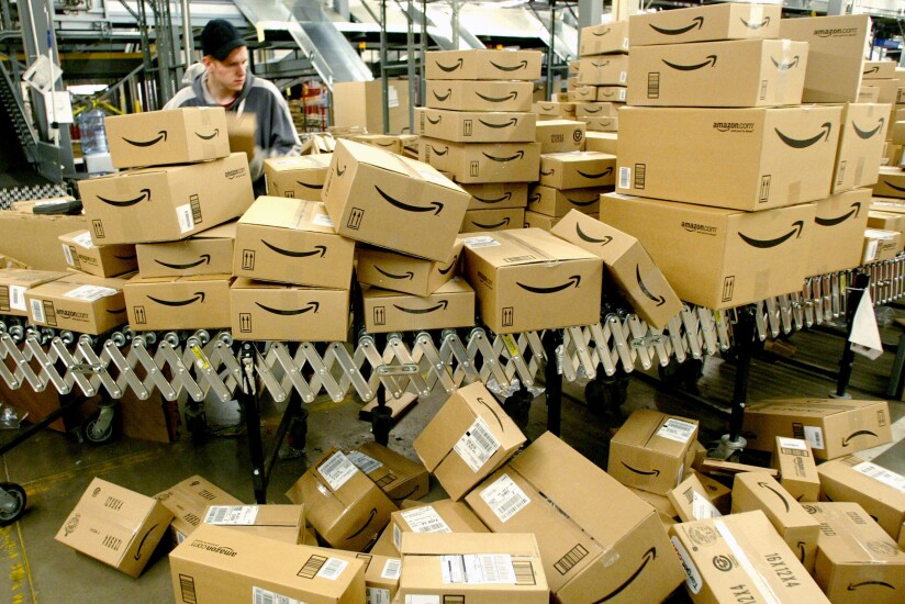 Amazon boxes being shipped