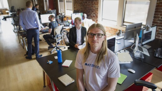 A photograph of Kraken CEO Jesse Powell in the company's San Francisco office.