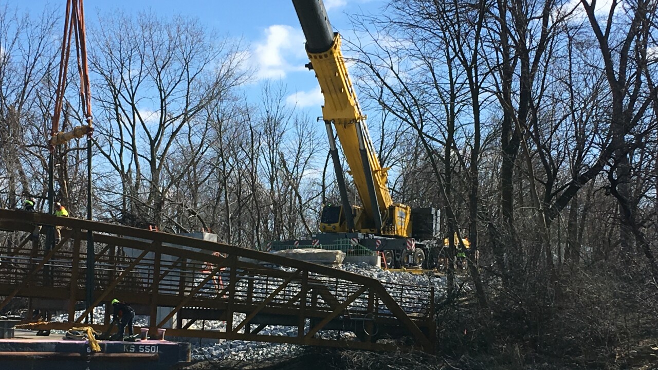 Construction of a bridge along the Cal-Sag recreation trail in Riverdale, Illinois.
