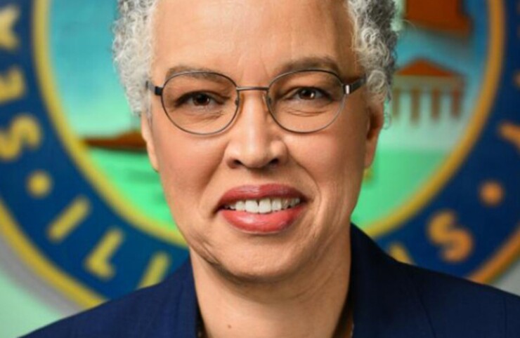 Toni Preckwinkle speaking on budget forecast