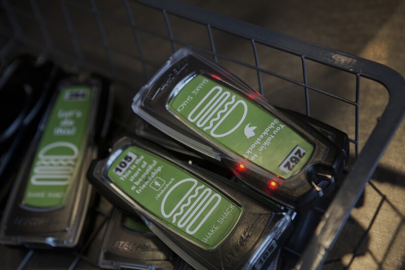 A basket of Shake Shack pagers