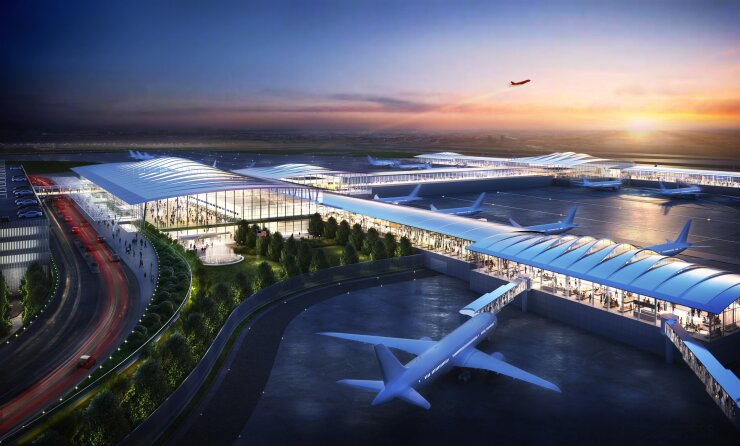 A rendering of the planned new terminal for Kansas City International Airport