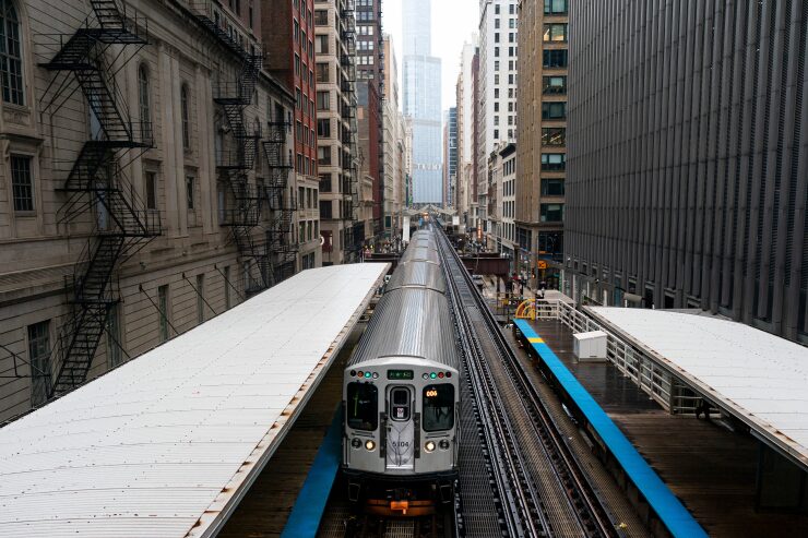 CTA train at a Loop El station