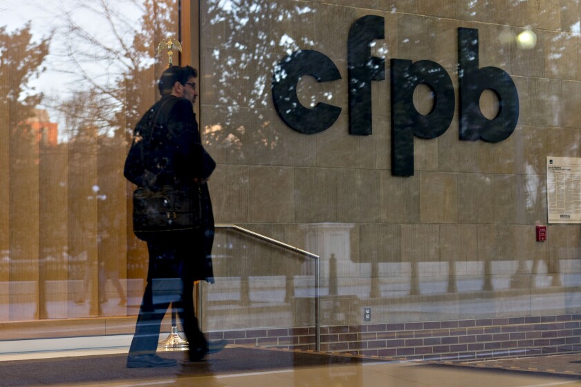 The CFPB said Monday in an email to staff that a contractor who works at its headquarters in Washington D.C. has tested positive for COVID-19.