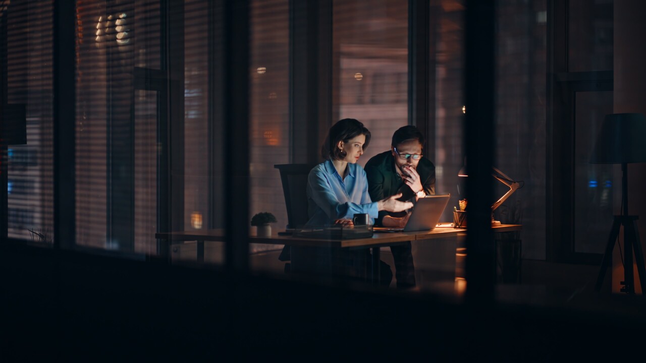 Working late in office concept