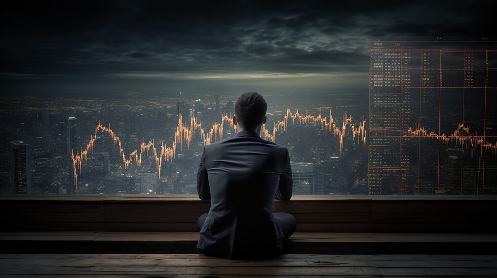 Business Man Watching Stock Market in the Future