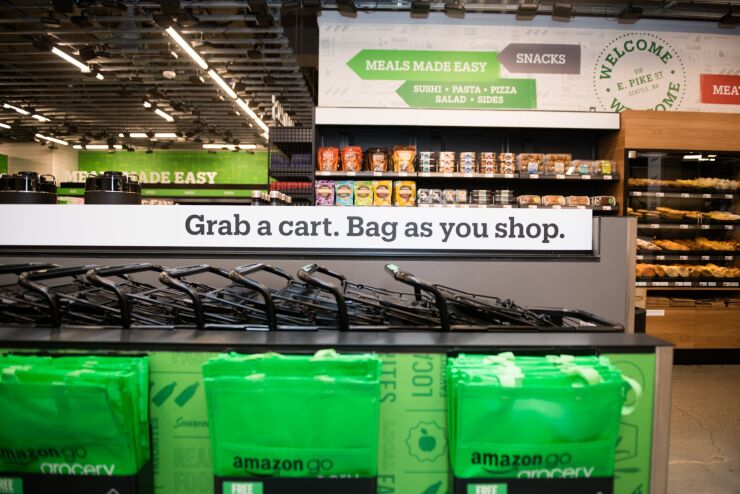 Amazon Go offers shopping carts at a newer Seattle location.