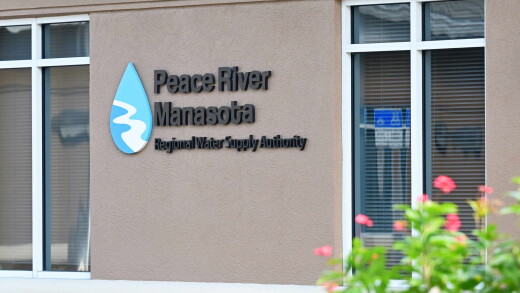 Sign on building saying Peace River Manasota Regional Water Supply Authority