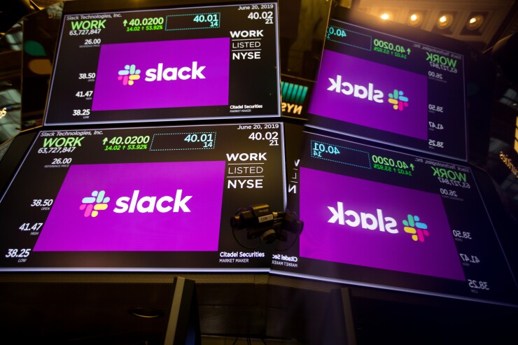 Trading On The Floor Of NYSE As Slack Releases IPO