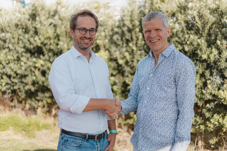 Benoit Grassin, CEO of Pixpay (left) and Alex Zivoder, CEO of GoHenry (right)
