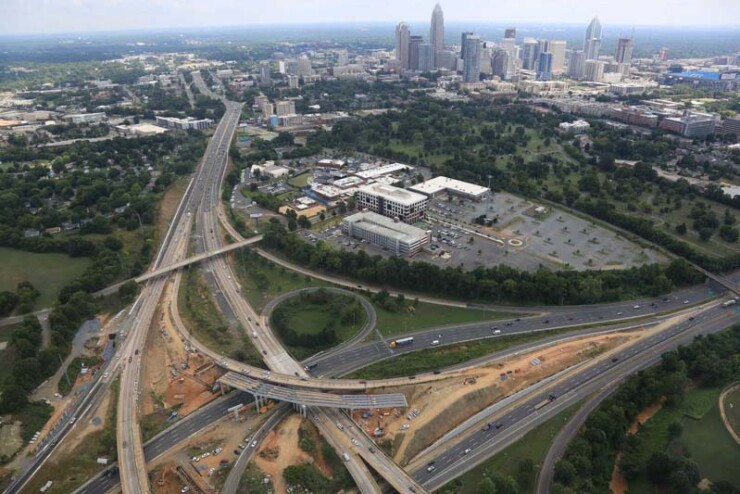 Work on express lane project outside Charlotte, NC in July 2018