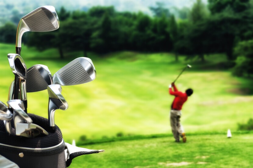 country club image. Golfer in background