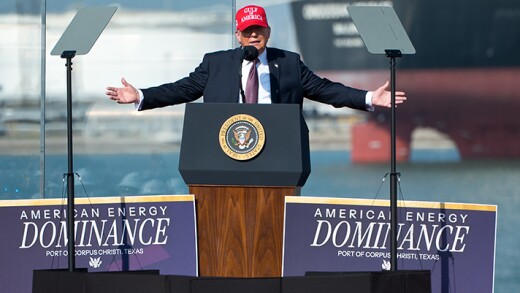 President Donald Trump speaks at the Port of Corpus Christi on Friday.