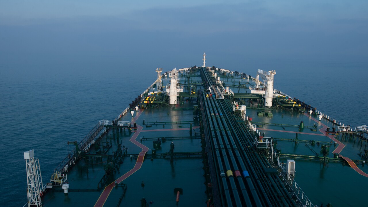 The deck of a ship in water.