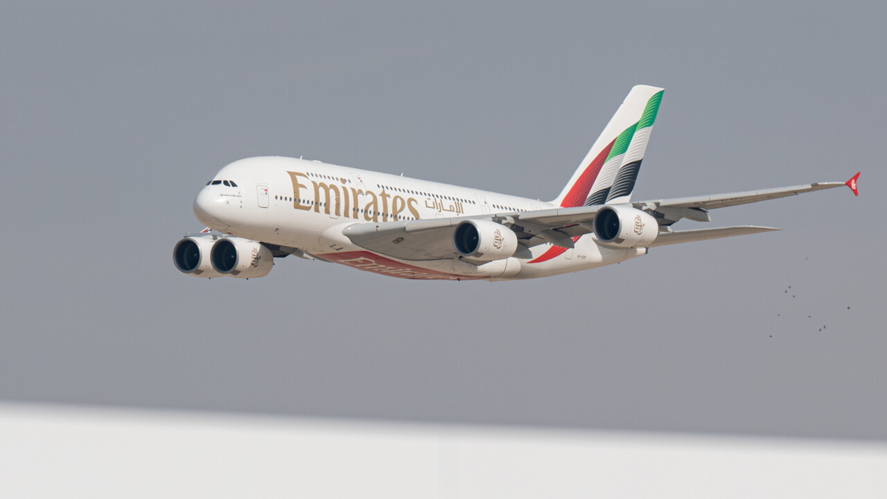 An Airbus A380-800 passenger aircraft, operated by Emirates Airlines.