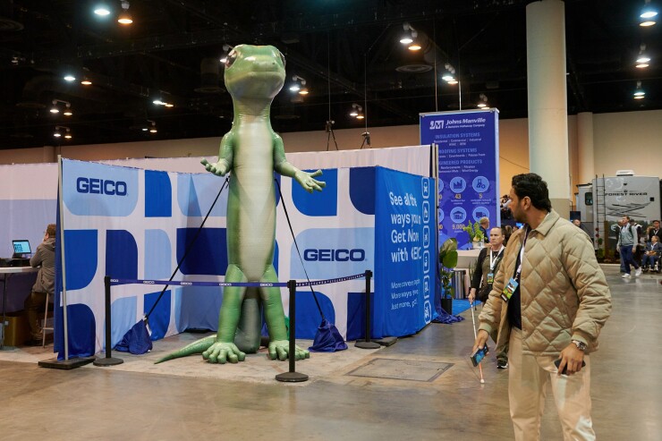 The Geico booth during a shareholders shopping day ahead of the Berkshire Hathaway annual meeting in Omaha, Nebraska, on Friday, May 2, 2025.