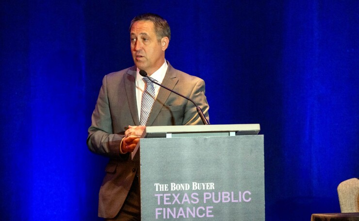Texas Comptroller Glenn Hegar at last week's Texas Public Finance conference.
