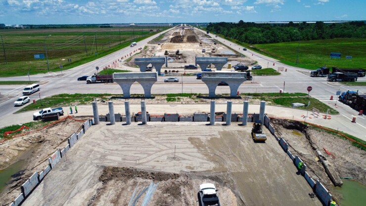 Construction of a Grand Parkway segment in Baytown, Texas, in May 2019.