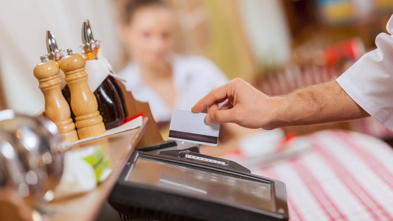 Card payment at a restaurant